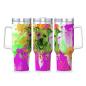 Preview: Tumbler mit Hundemotiv Angel - Edelstahl, Becher, 1L, mit Strohhalm, bunt, Motive in Digitaler Popart, AmStaff, Staffordshire, SOKA, Listenhund