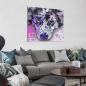 Preview: Bild von Aussie hängt an der Wand, davor steht ein graues, großes Sofa mit vielen Kissen