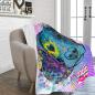 Preview: Decke Boogie -  Fleecedecke, kuschlig, weich, bunt, Motive in Digitaler Popart, 152cm x 203cm, bunt, Staff, Amstaff, Staffordshire, Soka, Listenhund, Bollerkopf, Mix