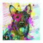 Preview: Auf dem Bild ist Bootsmann zu sehen: ein Schäferhund-Mischling. Gemalt im digitalen Popar Design mit dicken Outlines.
