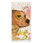 Preview: Strandtuch, Badetuch, Saunatuch mit buntem Hundemotiv in digitaler Popart mit Hunde Motiv Bumsi