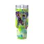 Preview: Tumbler mit Hundemotiv Dio - Edelstahl, Becher, 1L, mit Strohhalm, bunt, Motive in Digitaler Popart, AmStaff, Staffordshire, SOKA, Listenhund