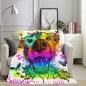 Preview: Decke Hazel -  Fleecedecke, kuschlig, weich, bunt, Motive in Digitaler Popart, 152cm x 203cm, bunt, Staff, Amstaff, Staffordshire, Soka, Listenhund, Bollerkopf, Mix