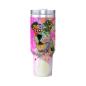 Preview: Tumbler mit Hundemotiv Hexe - Edelstahl, Becher, 1L, mit Strohhalm, bunt, Motive in Digitaler Popart, AmStaff, Staffordshire, SOKA, Listenhund