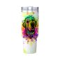 Preview: Tumbler mit Hundemotiv Leo - Edelstahl, Becher, 1L, mit Strohhalm, bunt, Motive in Digitaler Popart, Labrador, Labbi