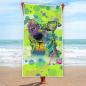Preview: Strandtuch, Badetuch, Saunatuch mit buntem Hundemotiv in digitaler Popart mit Hunde Motiv Motte2
