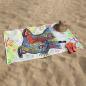 Preview: Strandtuch, Badetuch, Saunatuch mit buntem Hundemotiv in digitaler Popart mit Hunde Motiv Motte3