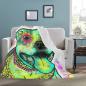 Preview: Decke Pablo-  Fleecedecke, kuschlig, weich, bunt, Motive in Digitaler Popart, 152cm x 203cm, bunt, Staff, Amstaff, Staffordshire, Soka, Listenhund, Bollerkopf, Mix