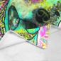 Preview: Decke Pablo-  Fleecedecke, kuschlig, weich, bunt, Motive in Digitaler Popart, 152cm x 203cm, bunt, Staff, Amstaff, Staffordshire, Soka, Listenhund, Bollerkopf, Mix