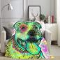 Preview: Decke Pablo-  Fleecedecke, kuschlig, weich, bunt, Motive in Digitaler Popart, 152cm x 203cm, bunt, Staff, Amstaff, Staffordshire, Soka, Listenhund, Bollerkopf, Mix
