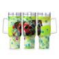 Preview: Tumbler mit Hundemotiv Rex2 - Edelstahl, Becher, 1L, mit Strohhalm, bunt, Motive in Digitaler Popart, Mischling, Mix, Mops