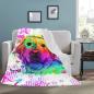 Preview: Decke Sunny -  Fleecedecke, kuschlig, weich, bunt, Motive in Digitaler Popart, 152cm x 203cm, bunt, Golden Retriever, Goldy