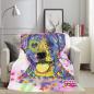 Preview: Decke Tayra -  Fleecedecke, kuschlig, weich, bunt, Motive in Digitaler Popart, 152cm x 203cm, bunt, Staff, Amstaff, Staffordshire, Soka, Listenhund, Bollerkopf, Mix