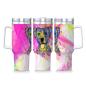 Preview: Tumbler mit Hundemotiv Tayra - Edelstahl, Becher, 1L, mit Strohhalm, bunt, Motive in Digitaler Popart, AmStaff, Staffordshire, SOKA, Listenhund