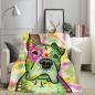 Preview: Decke Tyson -  Fleecedecke, kuschlig, weich, bunt, Motive in Digitaler Popart, 152cm x 203cm, bunt, Staff, Amstaff, Staffordshire, Soka, Listenhund, Bollerkopf, Mix