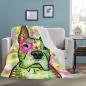 Preview: Decke Tyson -  Fleecedecke, kuschlig, weich, bunt, Motive in Digitaler Popart, 152cm x 203cm, bunt, Staff, Amstaff, Staffordshire, Soka, Listenhund, Bollerkopf, Mix