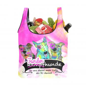 Preview: Einkaufstasche "Familienhunde" Rosa