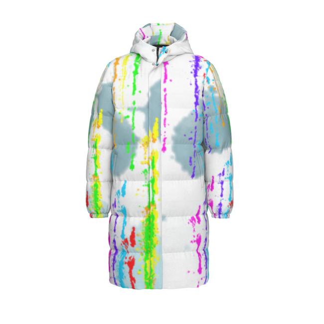 Preview: Warme Wintermantel mit Hundemotiv Alec – Popart Hundemotiv, 90% Daunen, 10% Federn, bunt, stylisch, Schäferhund, Rottweiler, Mix, SOKA, Listenhund, Größe XS- 4XL