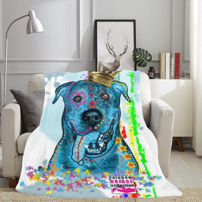 Preview: Decke Alec -  Fleecedecke, kuschlig, weich, bunt, Motive in Digitaler Popart, 152cm x 203cm, bunt, Deutscher Schäferhund, German Shepherd, Schäfi, Mix