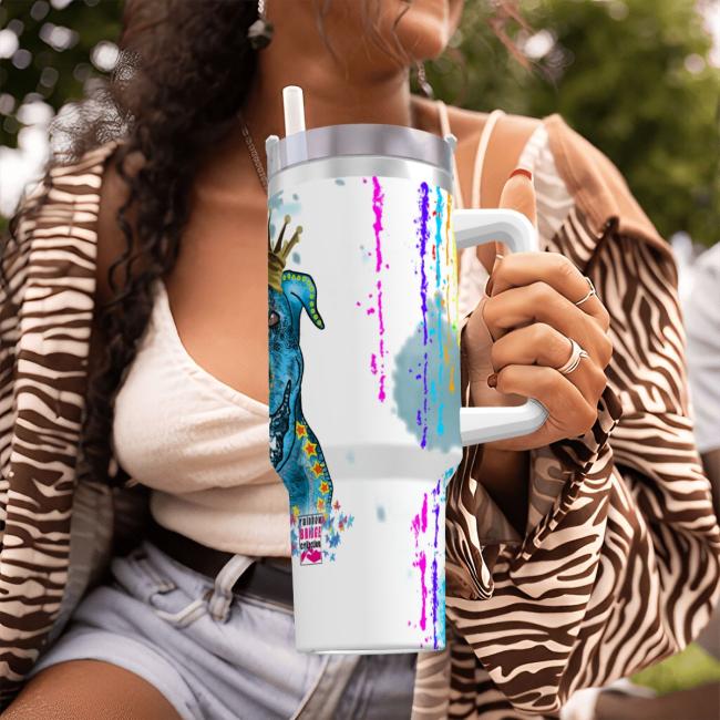 Preview: Tumbler mit Hundemotiv Alec - Edelstahl, Becher, 1L, mit Strohhalm, bunt, Motive in Digitaler Popart, Mischling, Mix, Deutscher Schäferhund