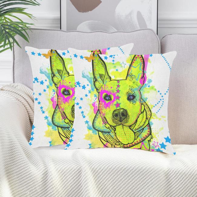 Weiches, bequemes Sofakissen, mit bunten Hundemotiven, American Staffordshire Terrier, AmStaff, Staff, Staffi, Pitbull, Piti, Pitbullterrier