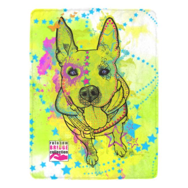 Decke Amy 3 -  Fleecedecke, kuschlig, weich, bunt, Motive in Digitaler Popart, 152cm x 203cm, bunt, Staff, Amstaff, Staffordshire, Soka, Listenhund, Bollerkopf, Mix