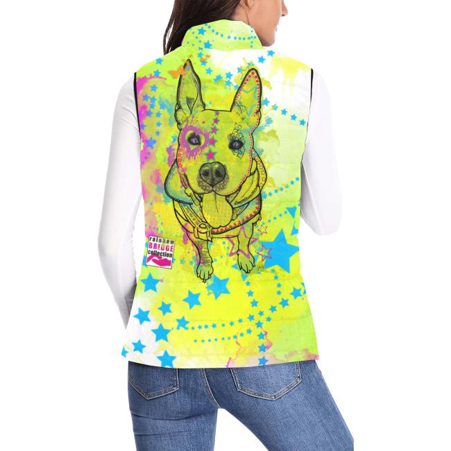 Preview: Weste mit Hundemotiv Amy3 - 100 % Polyester, Wattiertes Futter, Ärmellos, bunt, Hundemotiv, AmStaff, Staff, Staffordshire, Pitbull, Pit