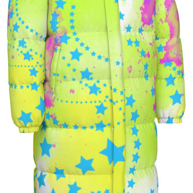 Warme Wintermantel mit Hundemotiv Amy3– Popart Hundemotiv, 90% Daunen, 10% Federn, bunt, stylisch, AmStaff, Staff, Staffordshire, Pitbull, Pit, Soka, Größe XS- 4XL