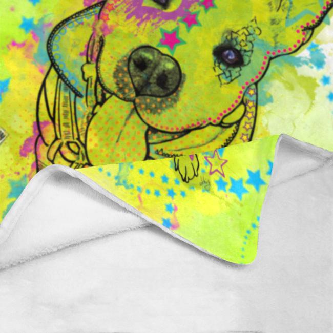 Preview: Decke Amy 3 -  Fleecedecke, kuschlig, weich, bunt, Motive in Digitaler Popart, 152cm x 203cm, bunt, Staff, Amstaff, Staffordshire, Soka, Listenhund, Bollerkopf, Mix