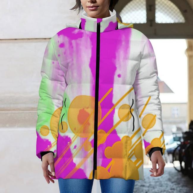 Preview: Warme Winterjacke mit Hundemotiv Angel – Popart Hundemotiv, 96% Polyester, 4% Spandex Unisex CD, bunt, Größe S-6XL, AmStaff, Staff, Staffordshire, Pitbull