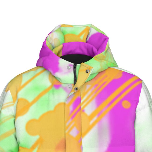 Warme Wintermantel mit Hundemotiv Angel– Popart Hundemotiv, 90% Daunen, 10% Federn, bunt, stylisch, AmStaff, Staff, Staffordshire, Pitbull, Pit, Soka, Größe XS- 4XL