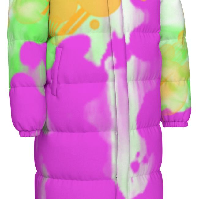 Warme Wintermantel mit Hundemotiv Angel– Popart Hundemotiv, 90% Daunen, 10% Federn, bunt, stylisch, AmStaff, Staff, Staffordshire, Pitbull, Pit, Soka, Größe XS- 4XL