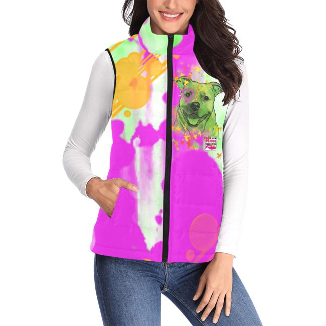 Preview: Weste mit Hundemotiv Angel - 100 % Polyester, Wattiertes Futter, Ärmellos, bunt, Hundemotiv, AmStaff, Staff, Staffordshire, Pitbull, Pit