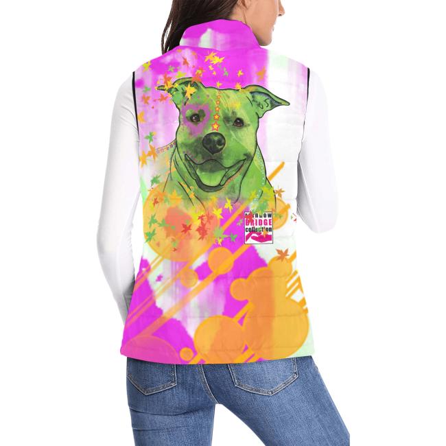 Preview: Weste mit Hundemotiv Angel - 100 % Polyester, Wattiertes Futter, Ärmellos, bunt, Hundemotiv, AmStaff, Staff, Staffordshire, Pitbull, Pit