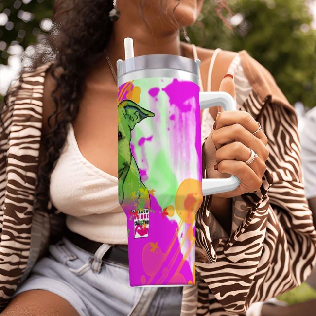 Preview: Tumbler mit Hundemotiv Angel - Edelstahl, Becher, 1L, mit Strohhalm, bunt, Motive in Digitaler Popart, AmStaff, Staffordshire, SOKA, Listenhund