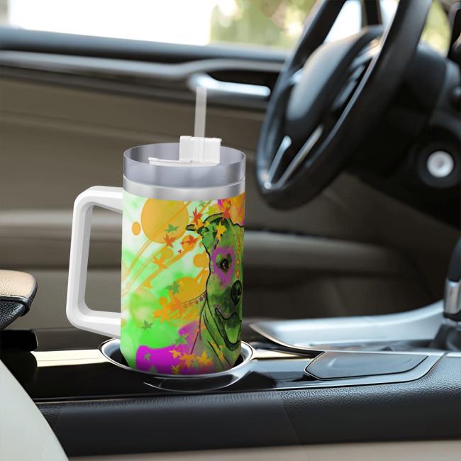 Preview: Tumbler mit Hundemotiv Angel - Edelstahl, Becher, 1L, mit Strohhalm, bunt, Motive in Digitaler Popart, AmStaff, Staffordshire, SOKA, Listenhund