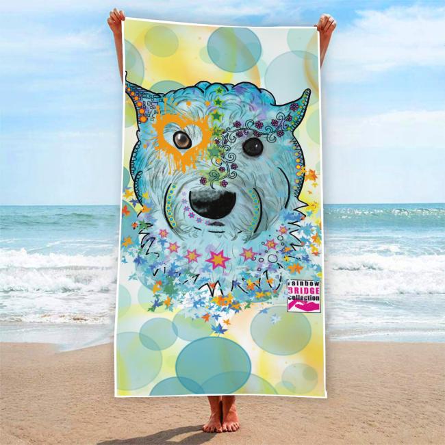 Preview: Badehandtuch Anton – Popart-Hundemotiv, 75x165 cm, 100 % Polyester, weich & schnelltrocknend