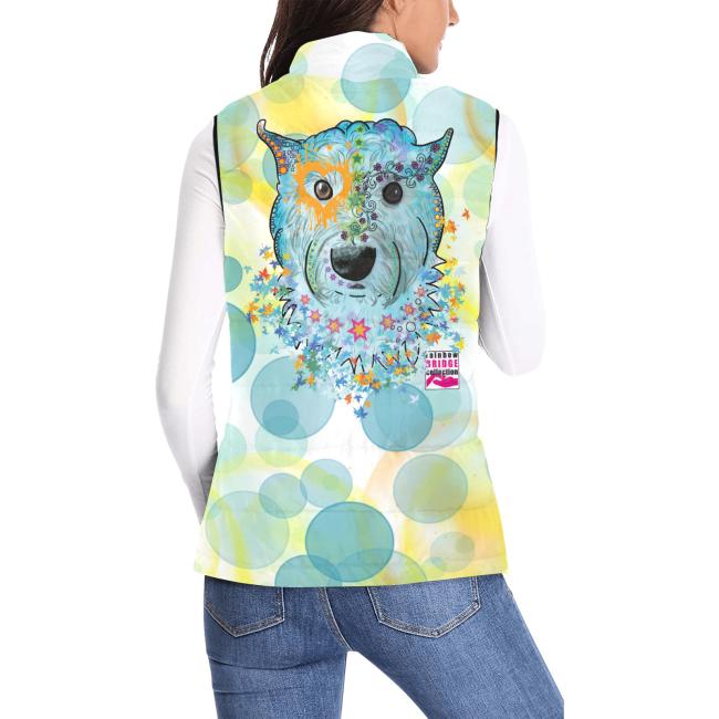 Preview: Weste mit Hundemotiv Anton - 100 % Polyester, Wattiertes Futter, Ärmellos, bunt, Hundemotiv, Mischling, Mix, West Highland Terrier