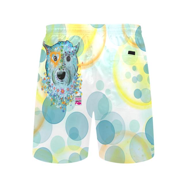 Badehose mit Hundemotiv Anton - Badehose, Shorts, Strand, bunt, Swimwear, Bademode, Mix, Mischling, West Highland Terrier