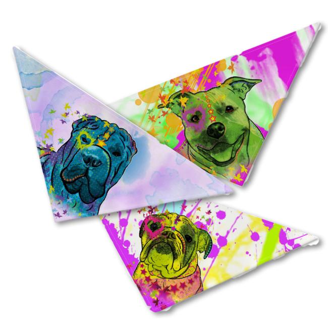 Hunde-Bandana Lieblingsmotiv von RBC - Popart Hundedesign, 100 % Polyester, 70x30 cm, verstellbar, waschbar