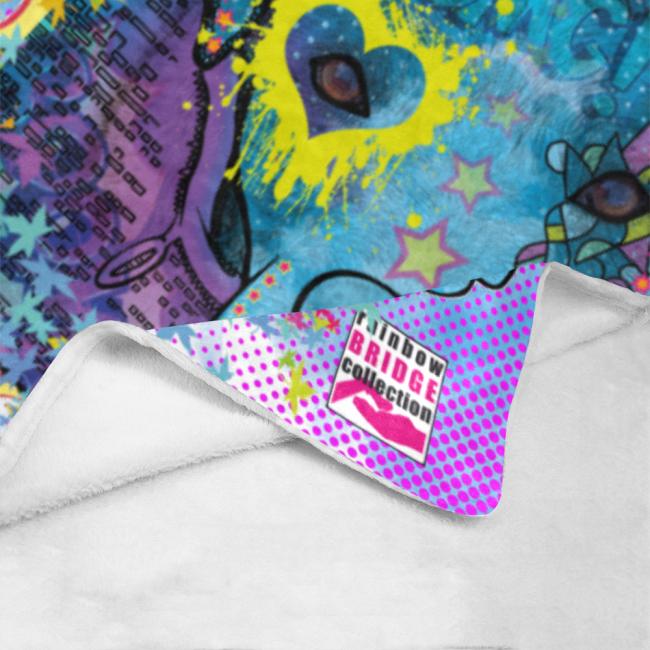 Preview: Decke Boogie -  Fleecedecke, kuschlig, weich, bunt, Motive in Digitaler Popart, 152cm x 203cm, bunt, Staff, Amstaff, Staffordshire, Soka, Listenhund, Bollerkopf, Mix