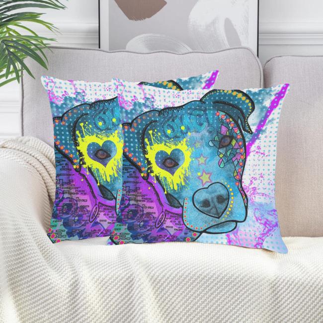 Preview: Sofakissen-Bezug Boogie- Popart Hundeporträt, 50x50 cm, Baumwolle & Polyester, beidseitig bedruckt, waschbar