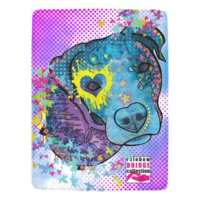 Decke Boogie -  Fleecedecke, kuschlig, weich, bunt, Motive in Digitaler Popart, 152cm x 203cm, bunt, Staff, Amstaff, Staffordshire, Soka, Listenhund, Bollerkopf, Mix