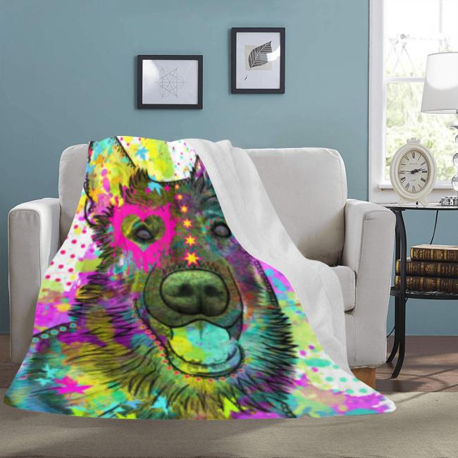 Preview: Decke Bootsmann -  Fleecedecke, kuschlig, weich, bunt, Motive in Digitaler Popart, 152cm x 203cm, bunt, Deutscher Schäferhund, German Shepherd, Schäfi, Mix