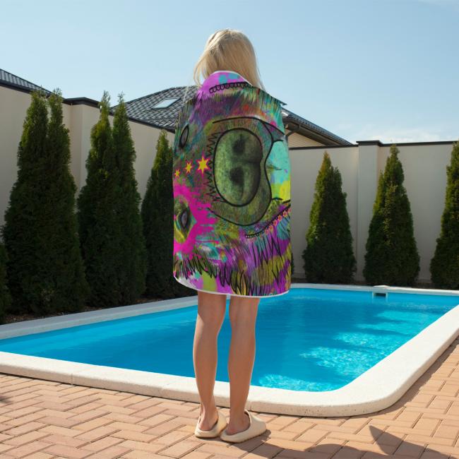 Preview: Badehandtuch Bootsmann – Popart-Hundemotiv, 75x165 cm, 100 % Polyester, weich & schnelltrocknend