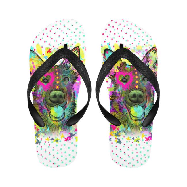 Flip Flops Hundemotiv Bootsmann - Strandsandalen, Sandalen, bunt, Grösse 38-45, Unisex, Mischling, Mix, Deutscher Schäferhund