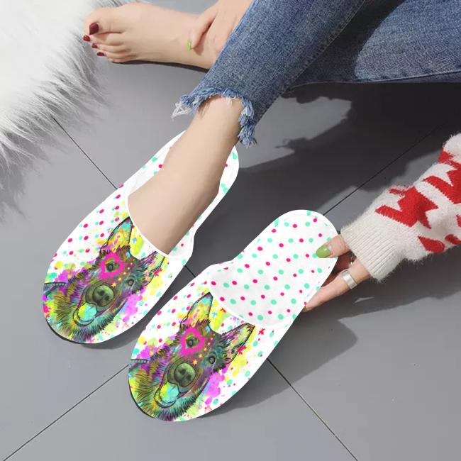 Preview: Hauspuschen Hundemotiv Bootsmann - Hausschuhe, Pantoffeln, Unisex, Grösse 35-43, bunt, Mischling, Mix, Deutscher Schäferhund