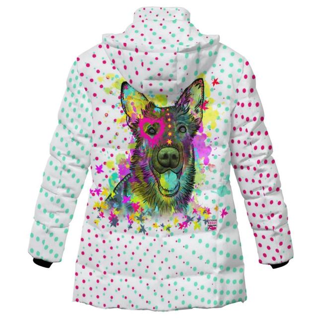 Warme Winterjacke mit Hundemotiv Bootsmann – Popart Hundemotiv, 96% Polyester, 4% Spandex Unisex, bunt, Größe S-6XL, Schäferhund Mix, Mischling