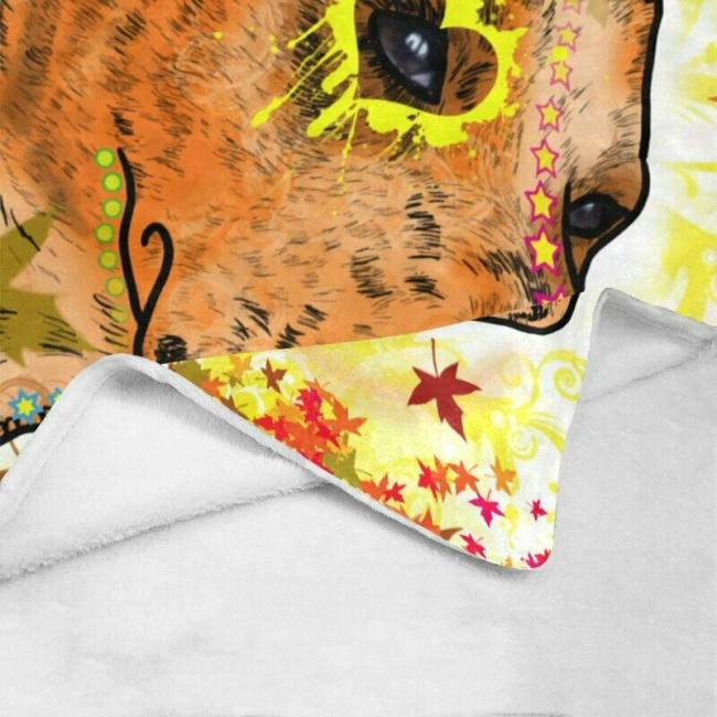 Preview: Decke Bumsi -  Fleecedecke, kuschlig, weich, bunt, Motive in Digitaler Popart, 152cm x 203cm, bunt, Staff, Amstaff, Staffordshire, Soka, Listenhund, Bollerkopf, Mix