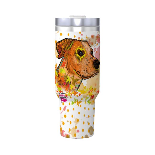 Preview: Tumbler mit Hundemotiv Bumsi - Edelstahl, Becher, 1L, mit Strohhalm, bunt, Motive in Digitaler Popart, AmStaff, Staffordshire, SOKA, Listenhund